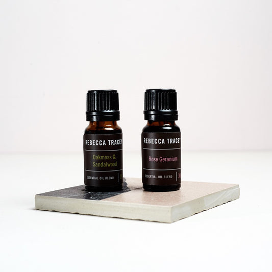 two essential oils on a ceramic plate